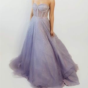 Ava Presley Lilac Corset Glitter Ball Gown